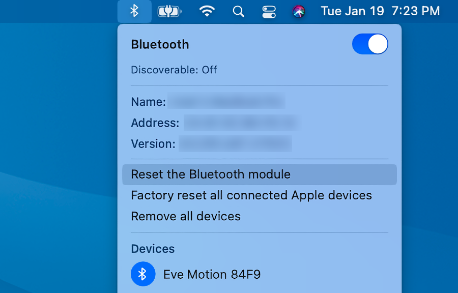 Reset the Bluetooth module