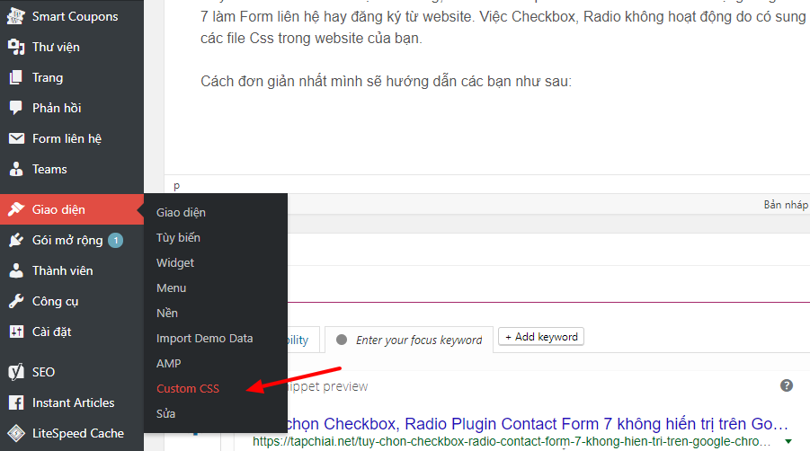 Tùy chọn Checkbox, Radio Plugin Contact Form 7 không hiển trị trên Google chrome?