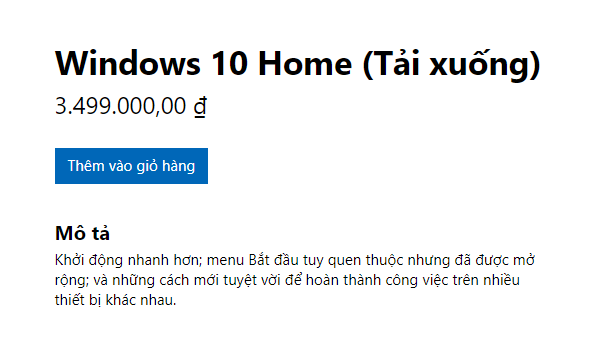 Giá Windows 10 Home