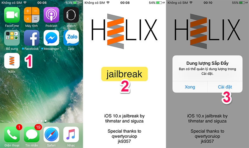 Jailbreak iOS 10 - 10.3.3 dành cho thiết bị 32 bit