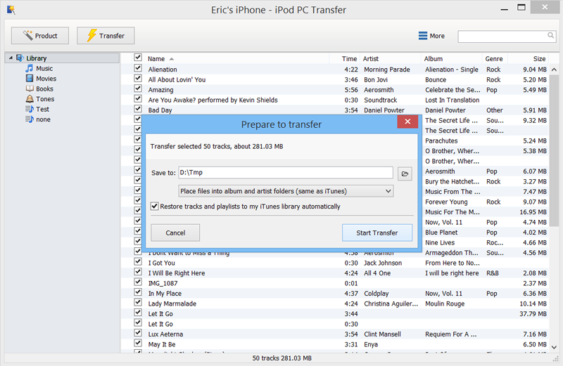 Cách copy nhạc từ iphone vào máy tính sử dụng iPod PC Transfer
