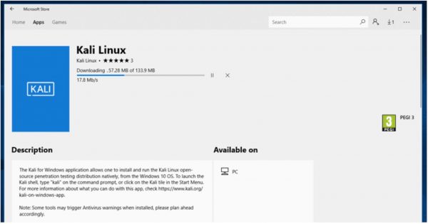 Hướng dẫn cài Kali Linux trực tiếp từ Windows Store